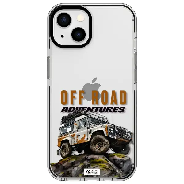 a car with rust on top Apple iPhone 13 impact black border Case
