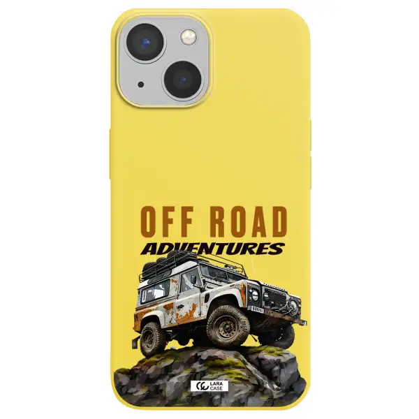 a car with rust on top Apple iPhone 13 mini Silicone canary yellow Case
