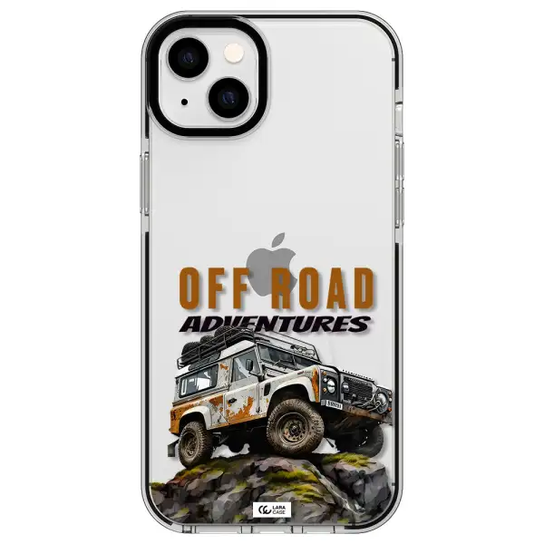 a car with rust on top Apple iPhone 14 plus impact black border Case