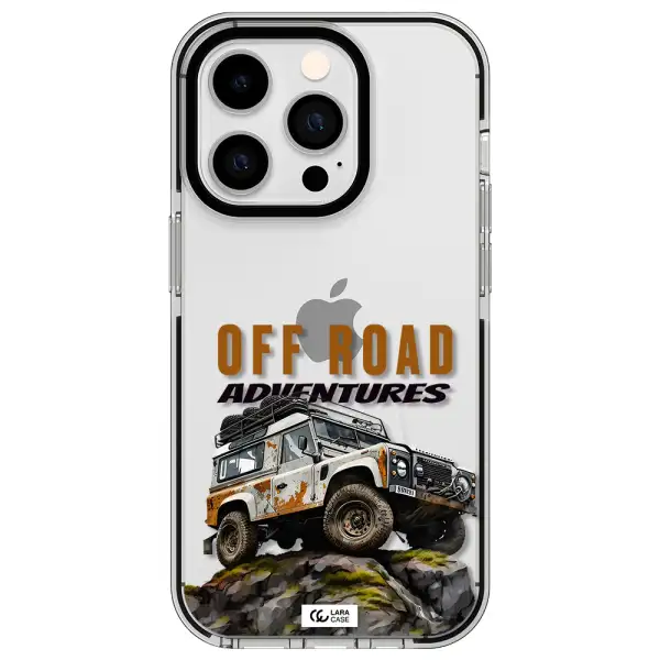a car with rust on top Apple iPhone 14 pro impact black border Case