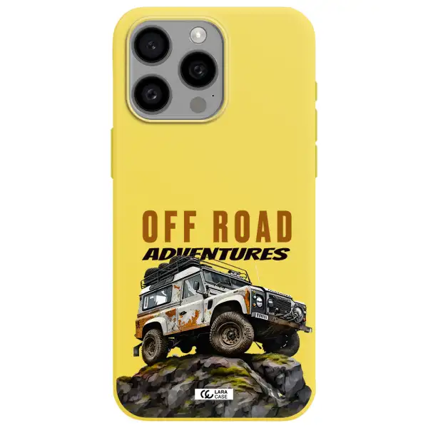 a car with rust on top Apple Iphone 15 Pro max Silicone canary yellow Case