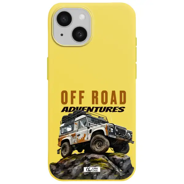 a car with rust on top Apple iPhone 15 Silicone canary yellow Case