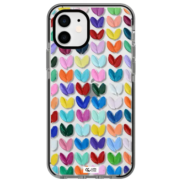 a close up of a color palette Apple iPhone 11 impact black border Case