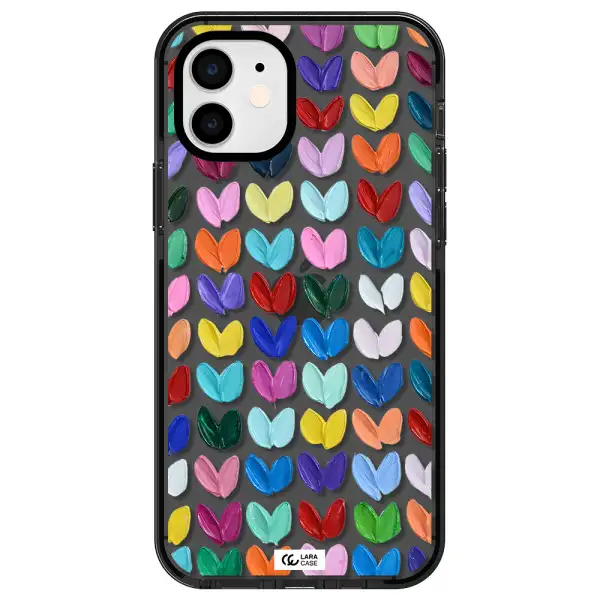 a close up of a color palette Apple iPhone 11 impact Smoke Black Case