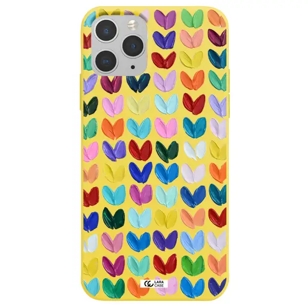 a close up of a color palette Apple iPhone 11 pro max Silicone canary yellow Case