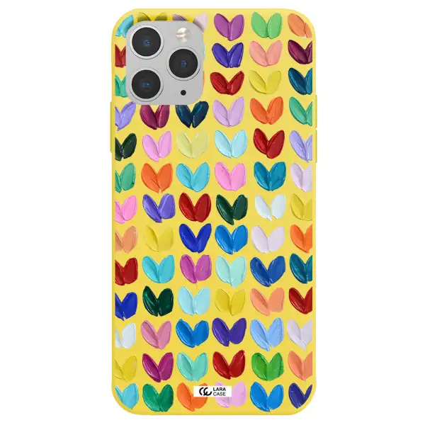 a close up of a color palette Apple iPhone 11 pro Silicone canary yellow Case