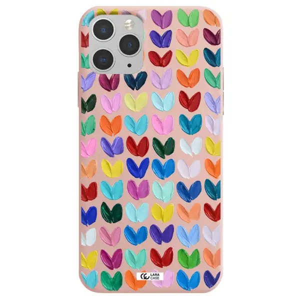 a close up of a color palette Apple iPhone 11 pro Silicone pastel pink Case