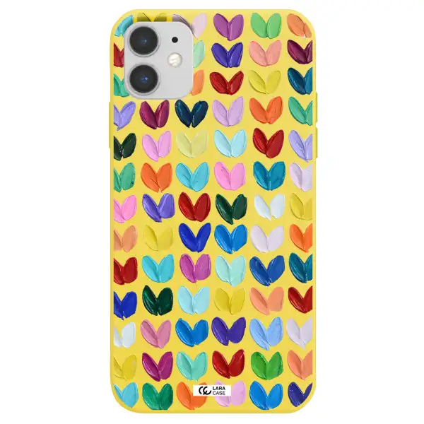 a close up of a color palette Apple iPhone 11 Silicone canary yellow Case