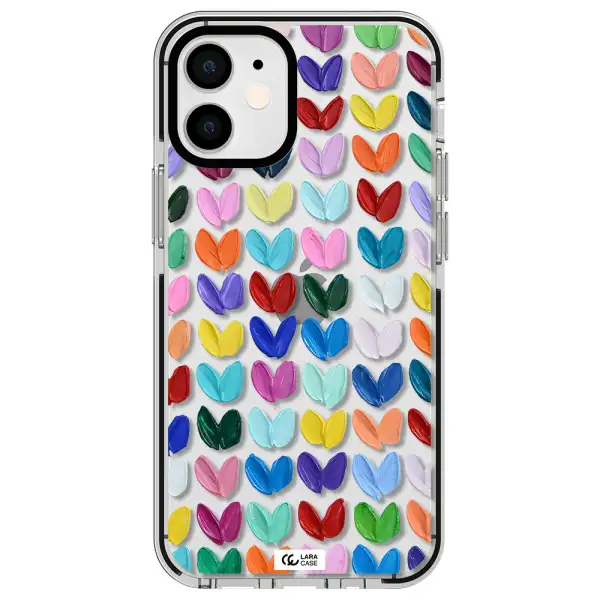 a close up of a color palette Apple iPhone 12 mini impact black border Case