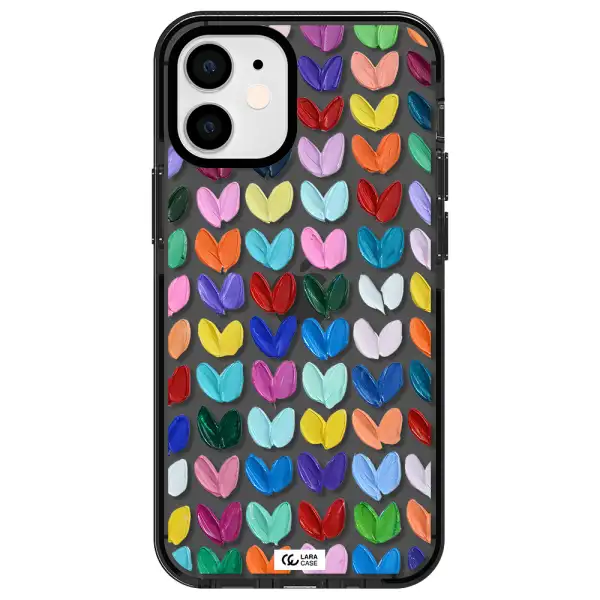 a close up of a color palette Apple iPhone 12 mini impact Smoke Black Case