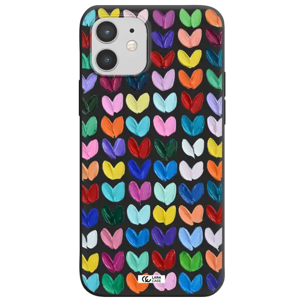 a close up of a color palette Apple iPhone 12 mini Silicone black Case