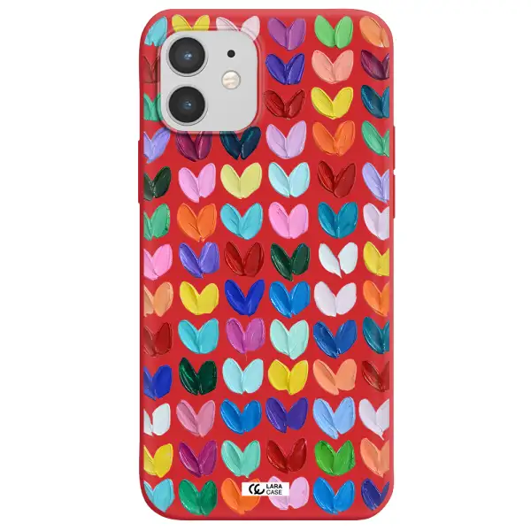 a close up of a color palette Apple iPhone 12 mini Silicone Imperial Red Case