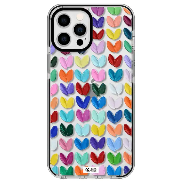a close up of a color palette Apple iPhone 12 pro max impact black border Case