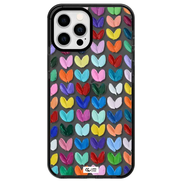 a close up of a color palette Apple iPhone 12 pro max impact Smoke Black Case