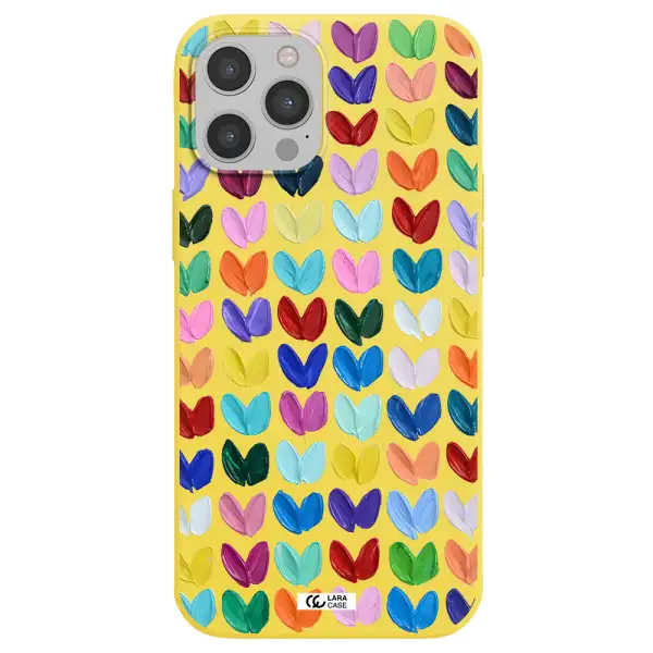 a close up of a color palette Apple iPhone 12 pro max Silicone canary yellow Case