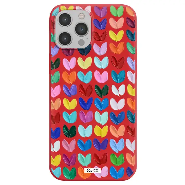 a close up of a color palette Apple iPhone 12 pro max Silicone Imperial Red Case