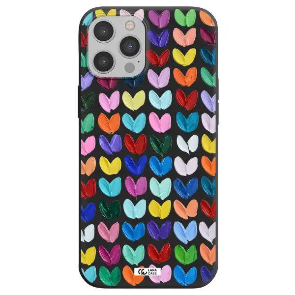 a close up of a color palette Apple iPhone 12 pro Silicone black Case