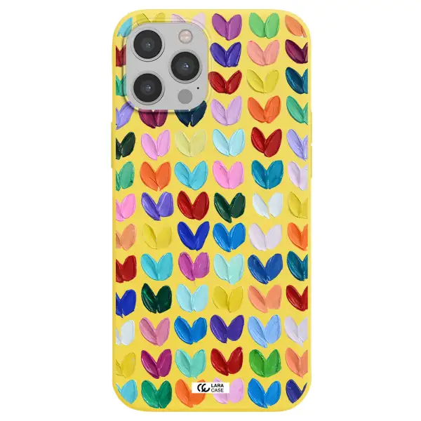 a close up of a color palette Apple iPhone 12 pro Silicone canary yellow Case