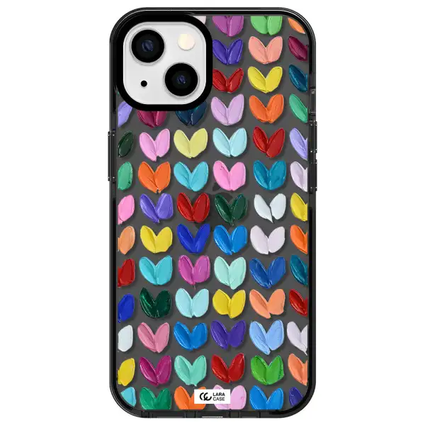 a close up of a color palette Apple iPhone 13 impact Smoke Black Case