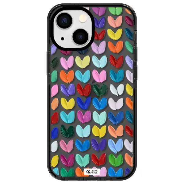 a close up of a color palette Apple iPhone 13 mini impact Smoke Black Case