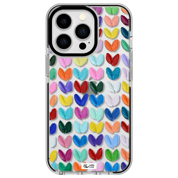 a close up of a color palette Apple iPhone 13 Pro impact black border Case