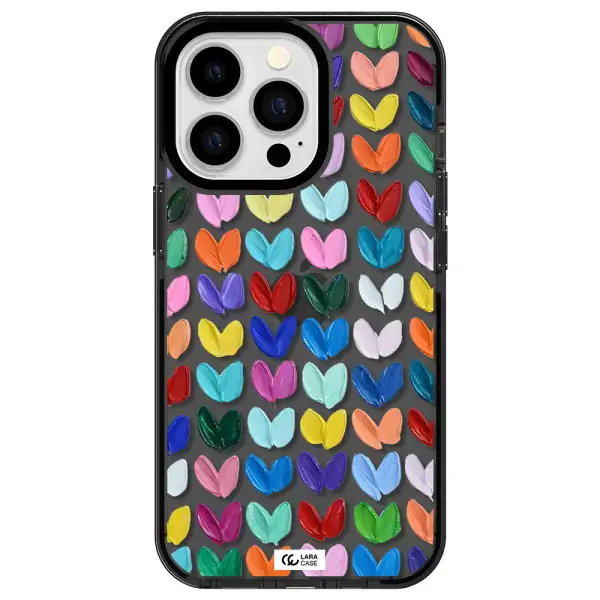 a close up of a color palette Apple iPhone 13 Pro impact Smoke Black Case