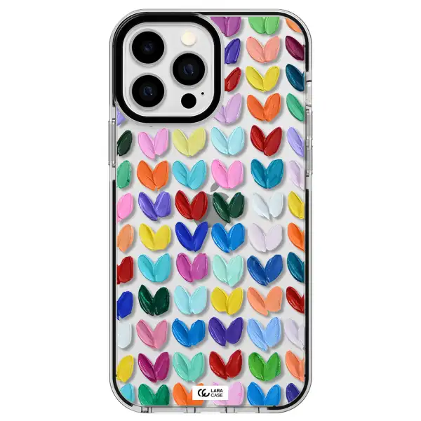a close up of a color palette Apple iPhone 13 Pro Max impact black border Case