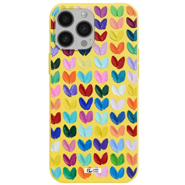 a close up of a color palette Apple iPhone 13 Pro Max Silicone canary yellow Case