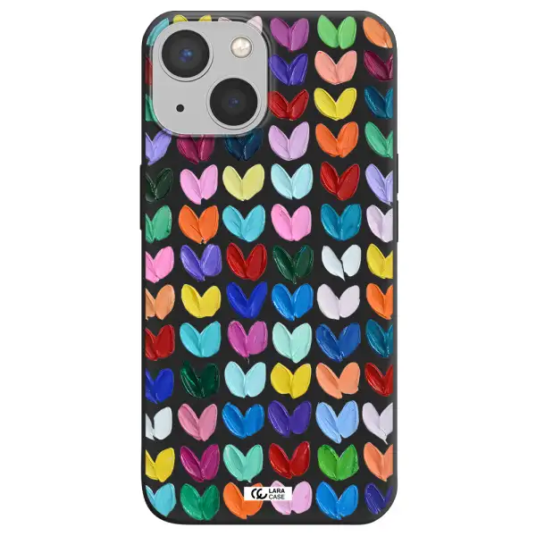 a close up of a color palette Apple iPhone 13 Silicone black Case