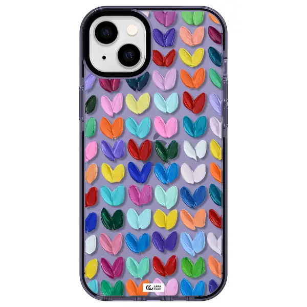 a close up of a color palette Apple iPhone 14 plus impact Lilac Case