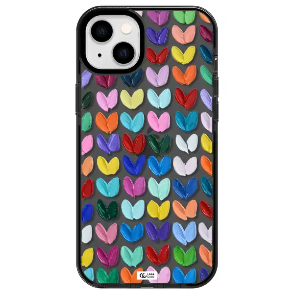 a close up of a color palette Apple iPhone 14 plus impact Smoke Black Case