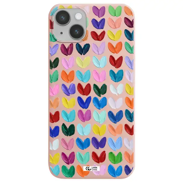 a close up of a color palette Apple iPhone 14 plus Silicone pastel pink Case