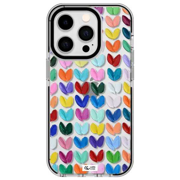 a close up of a color palette Apple iPhone 14 pro impact black border Case