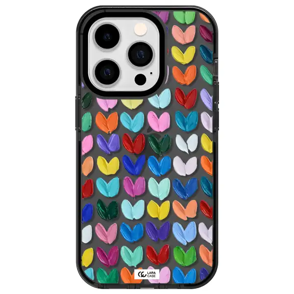 a close up of a color palette Apple iPhone 14 pro impact Smoke Black Case