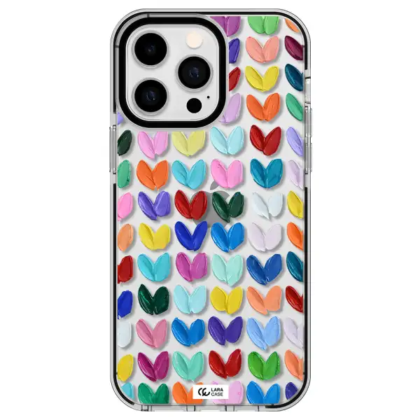 a close up of a color palette Apple iPhone 14 pro max impact black border Case