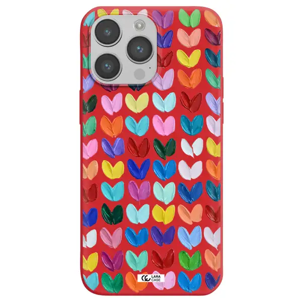 a close up of a color palette Apple iPhone 14 pro max Silicone Imperial Red Case