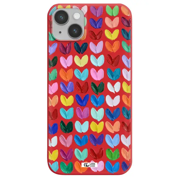 a close up of a color palette Apple iPhone 14 Silicone Imperial Red Case