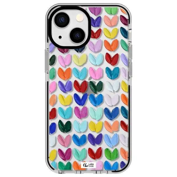 a close up of a color palette Apple iPhone 15 impact black border Case