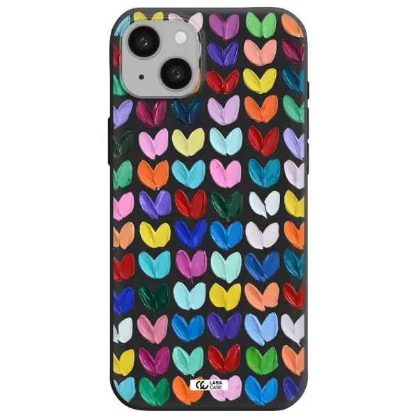 a close up of a color palette Apple iphone 15 plus Silicone black Case