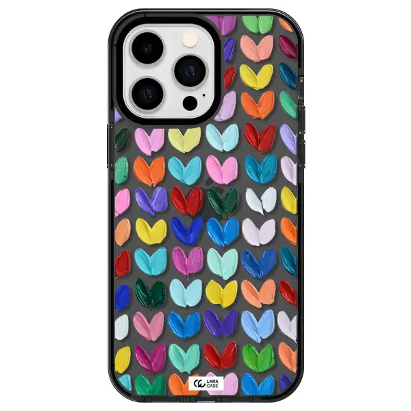 a close up of a color palette Apple iPhone 15 Pro impact Smoke Black Case