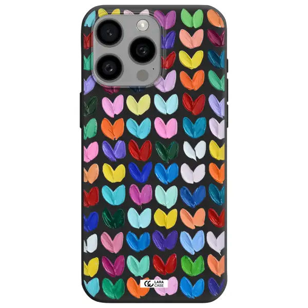 a close up of a color palette Apple Iphone 15 Pro max Silicone black Case