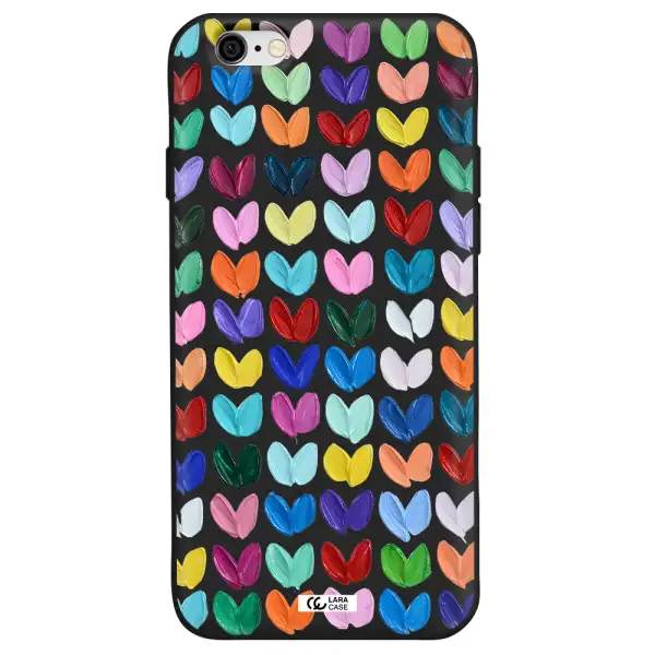 a close up of a color palette Apple iPhone 6 Silicone black Case