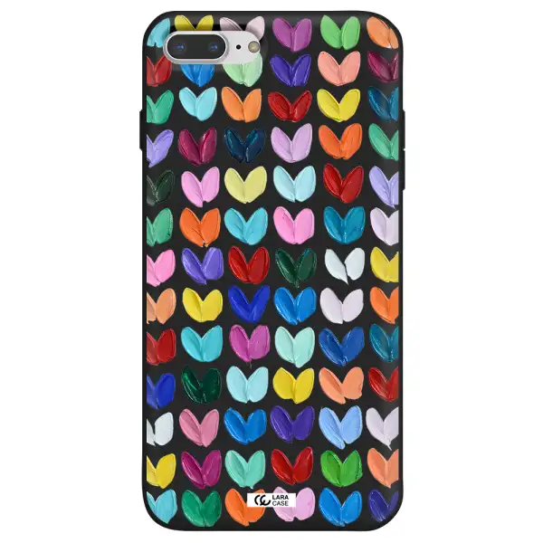 a close up of a color palette Apple iPhone 8 plus Silicone black Case