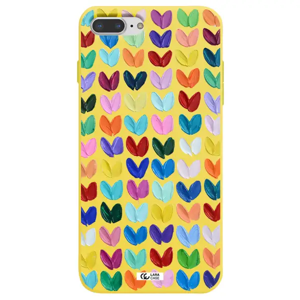 a close up of a color palette Apple iPhone 8 plus Silicone canary yellow Case