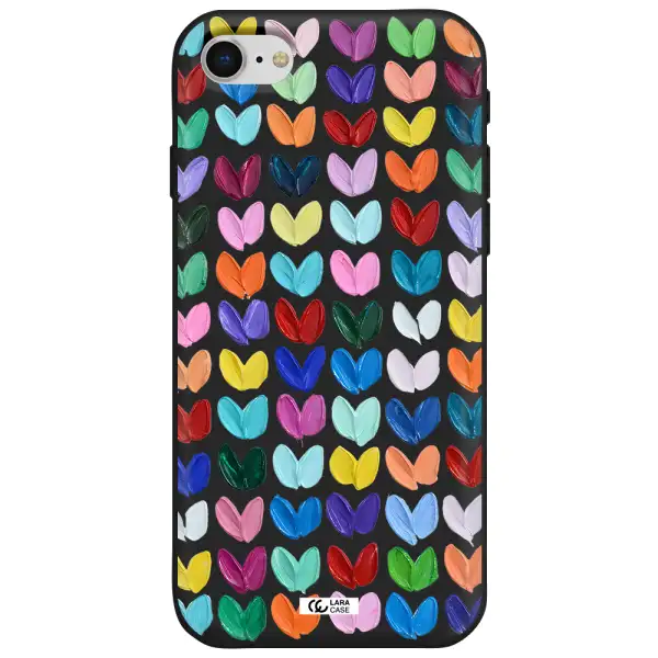 a close up of a color palette Apple iPhone se 2020 Silicone black Case