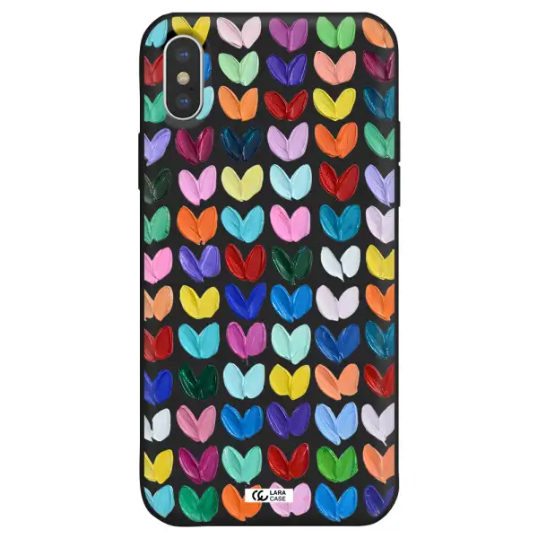 a close up of a color palette Apple iPhone X Silicone black Case
