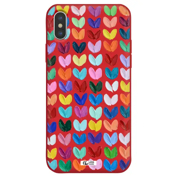 a close up of a color palette Apple iPhone XS Silicone Imperial Red Case