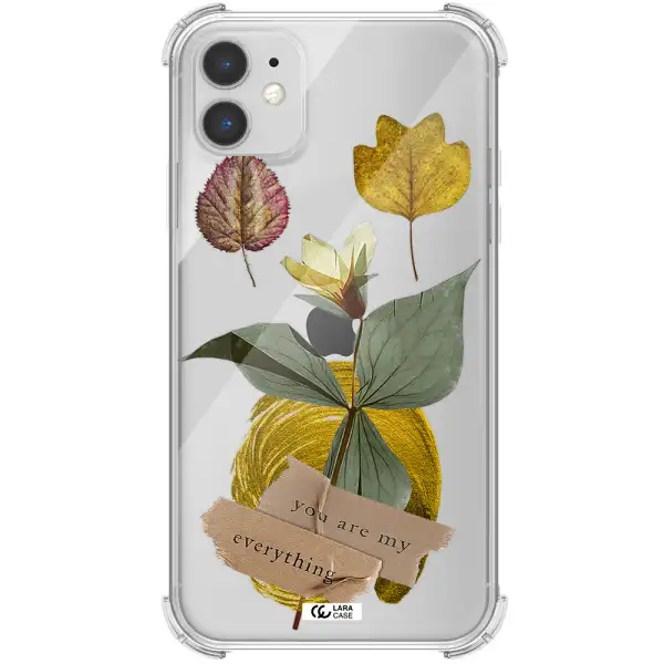 a flower with leaves and a box Apple iPhone 11 Clear PC Case