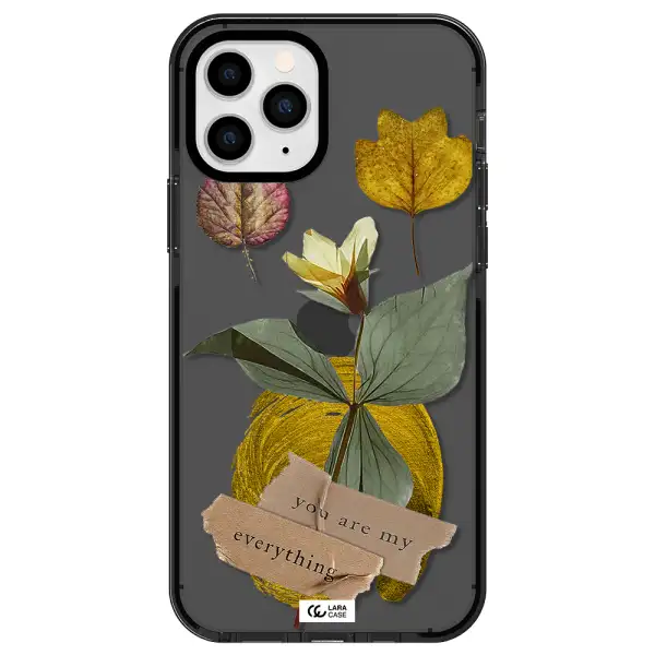 a flower with leaves and a box Apple iPhone 11 pro impact Smoke Black Case
