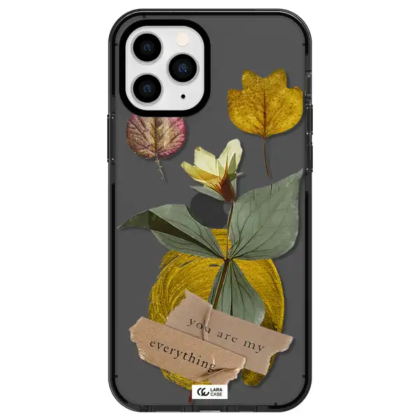 a flower with leaves and a box Apple iPhone 11 pro max impact Smoke Black Case